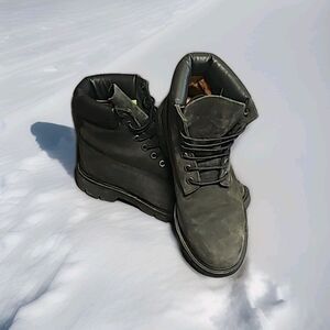 Timberland Men's Premium 6-Inch Waterproof Boots Black Nubuck Sz-7.5M- READ